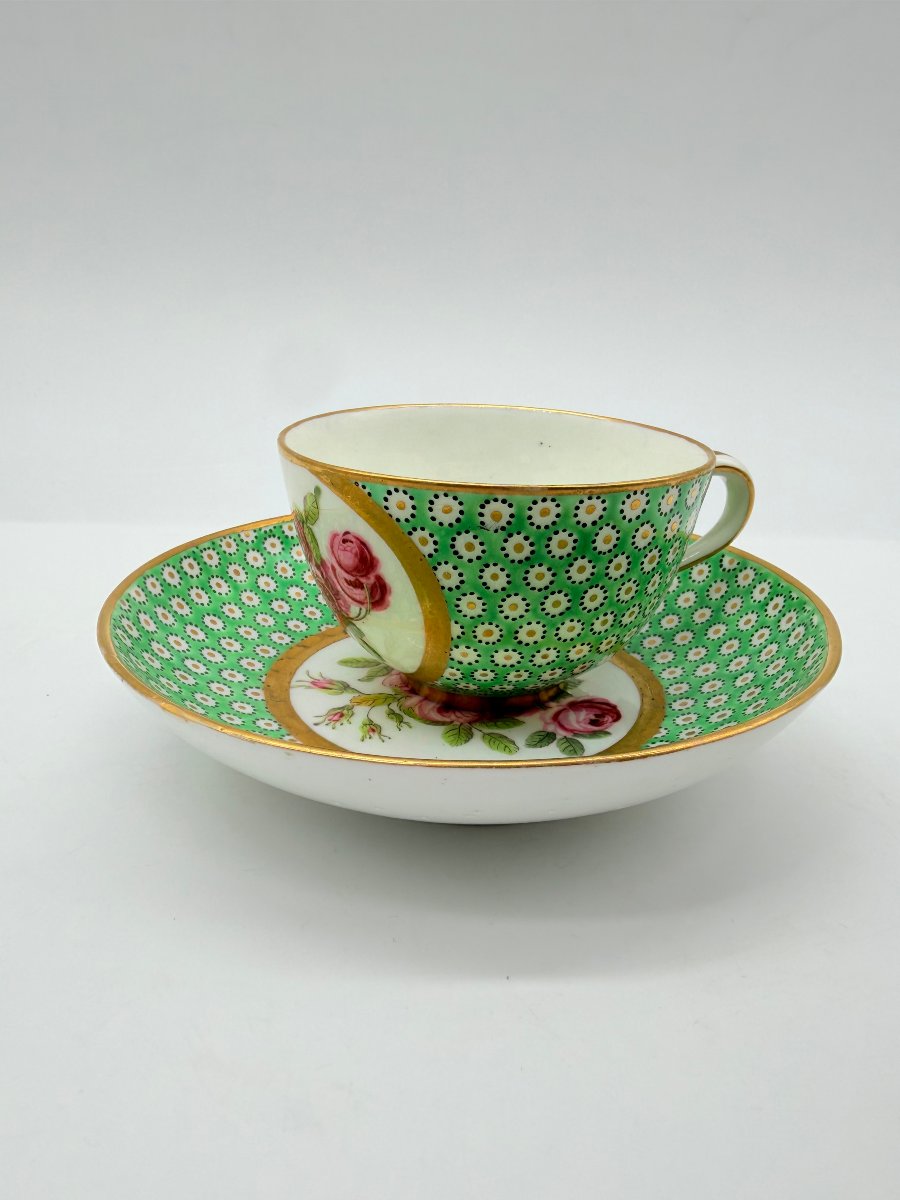 Sèvres, After, Litron Cup And Saucer In Green Ground Porcelain, Louis XVI Style -photo-2