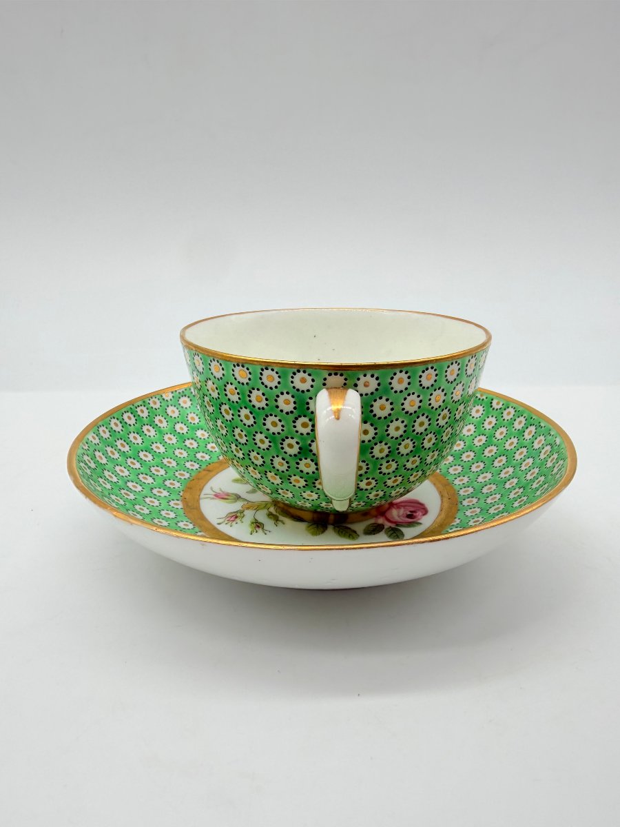 Sèvres, After, Litron Cup And Saucer In Green Ground Porcelain, Louis XVI Style -photo-3