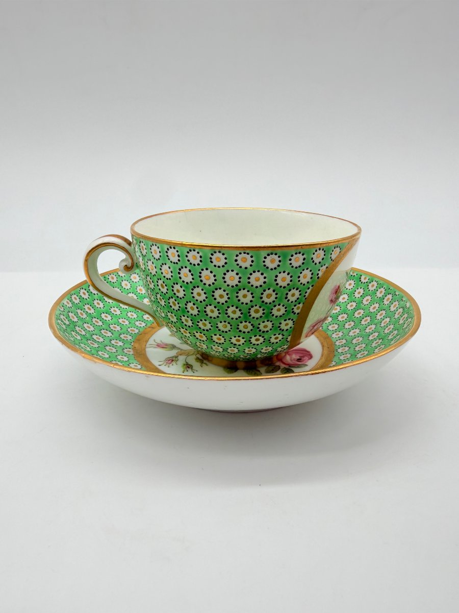 Sèvres, After, Litron Cup And Saucer In Green Ground Porcelain, Louis XVI Style -photo-4