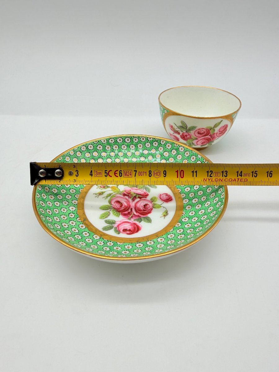 Sèvres, After, Litron Cup And Saucer In Green Ground Porcelain, Louis XVI Style -photo-6