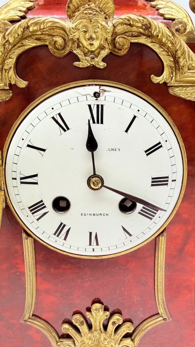 Hamilton & Inches / Vincenti & Cie A Louis XIV-style Table Clock In Red Tortoiseshell (or Boull-photo-3