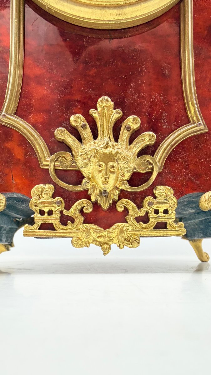 Hamilton & Inches / Vincenti & Cie A Louis XIV-style Table Clock In Red Tortoiseshell (or Boull-photo-5