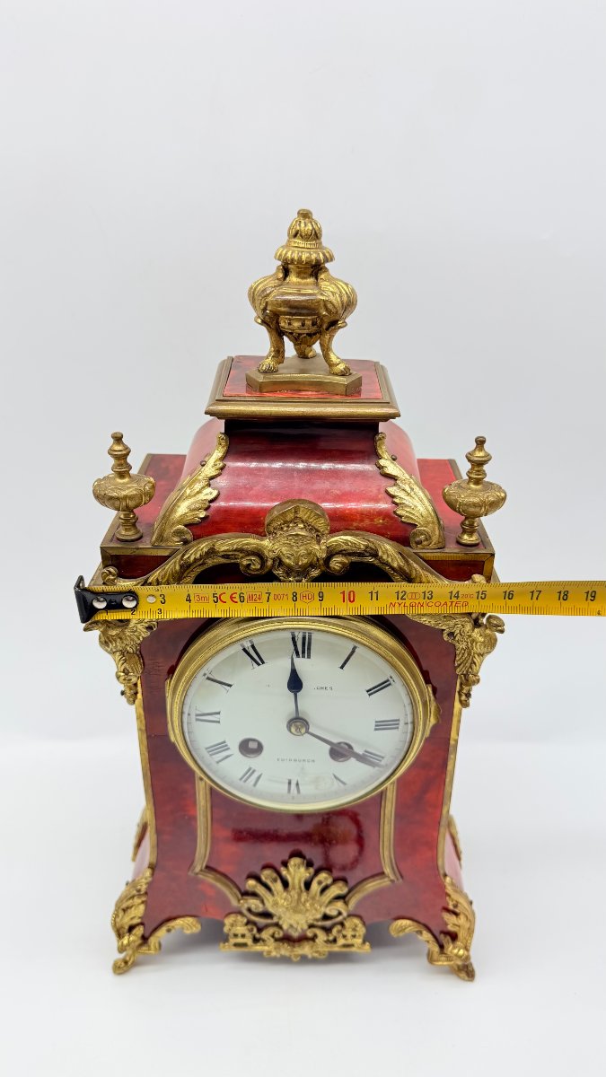 Hamilton & Inches / Vincenti & Cie A Louis XIV-style Table Clock In Red Tortoiseshell (or Boull-photo-8