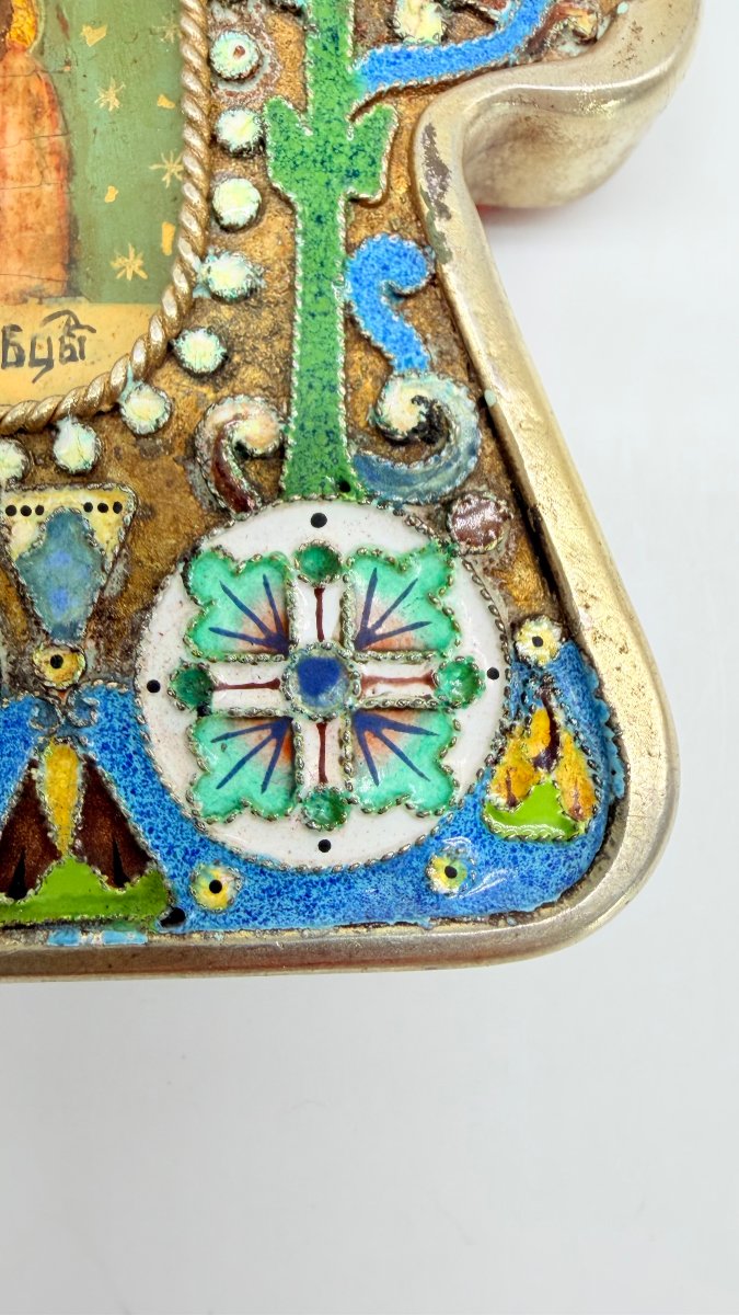 Pavel Ovtchinnikov (1830-1888), icône de voyage en argent vermeil et émaux cloisonnés, 1893 -photo-4