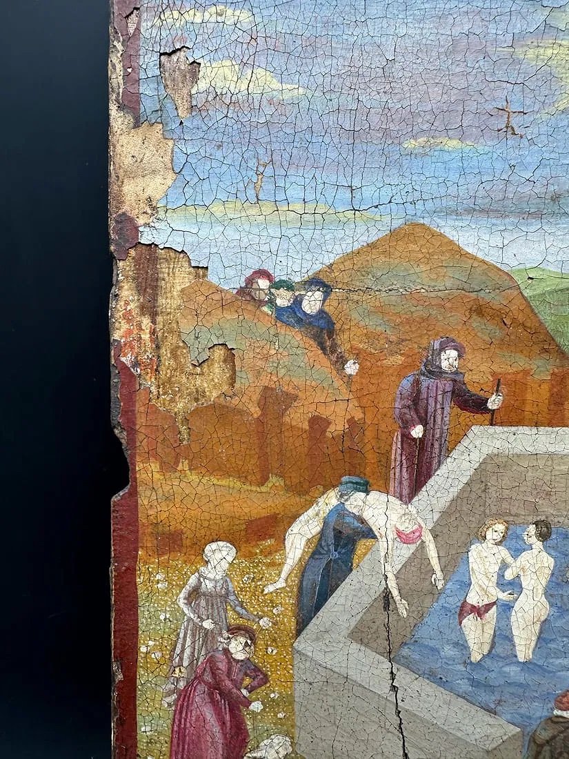 Ecole Flamande du XVe-XVIIe siècle.  La fontaine de Jouvence.  Tempera sur panneau-photo-5