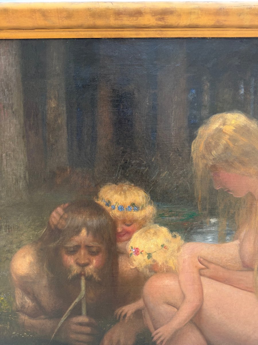 Heinrich Plühr (1859- 1953) , Mythological Landscape With The Wassermann, Oil On Canvas-photo-3