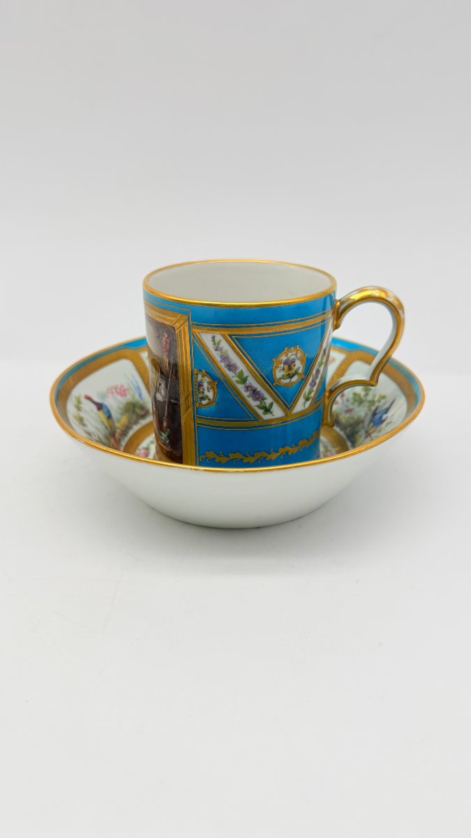 Sèvres, Litron Cup And Saucer With Celestial Blue Ground, Louis XVI Style-photo-2
