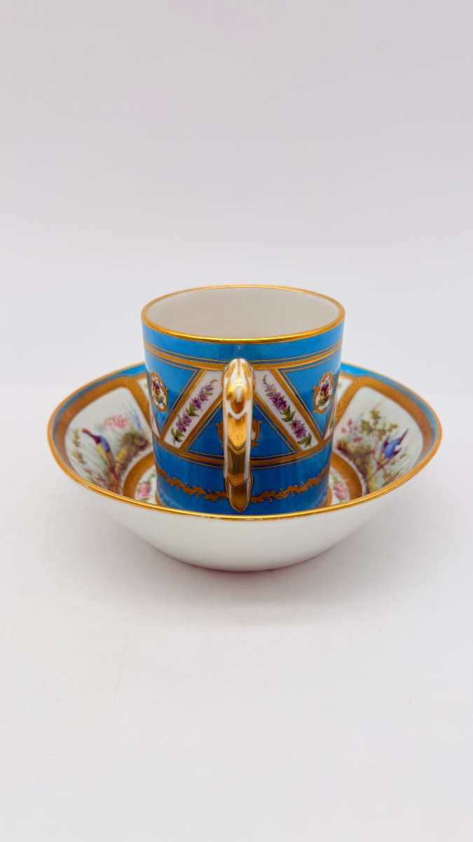 Sèvres, Litron Cup And Saucer With Celestial Blue Ground, Louis XVI Style-photo-3