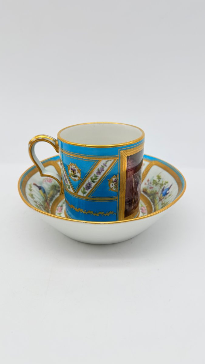 Sèvres, Litron Cup And Saucer With Celestial Blue Ground, Louis XVI Style-photo-4