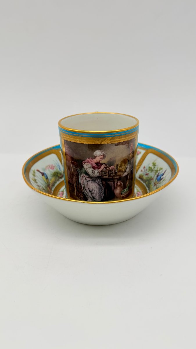 Sèvres, Litron Cup And Saucer With Celestial Blue Ground, Louis XVI Style