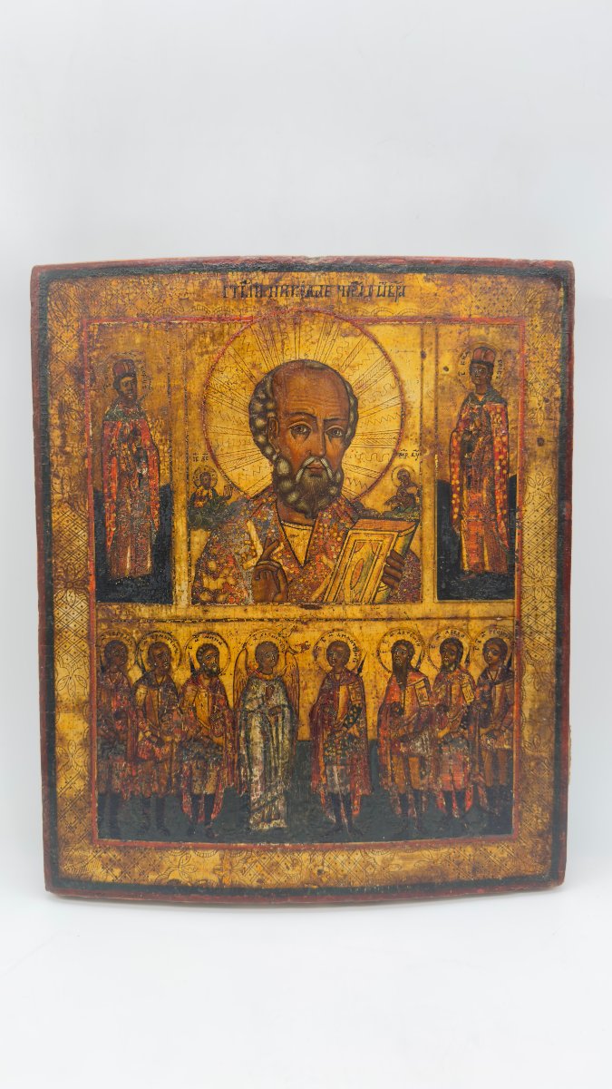 Russian Vetka School, 19th Century, Icon Of Saint Nicholas With Patron Saints-photo-2