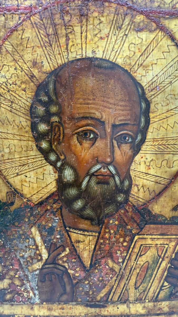 Russian Vetka School, 19th Century, Icon Of Saint Nicholas With Patron Saints-photo-3