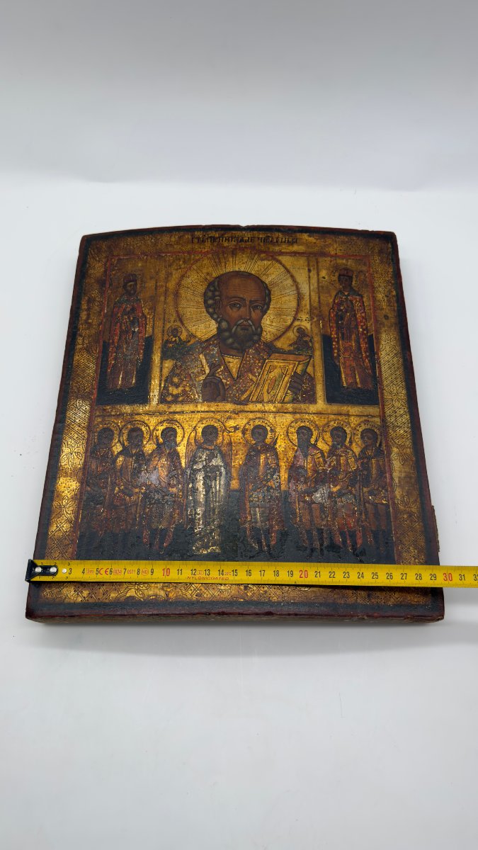 Russian Vetka School, 19th Century, Icon Of Saint Nicholas With Patron Saints-photo-6