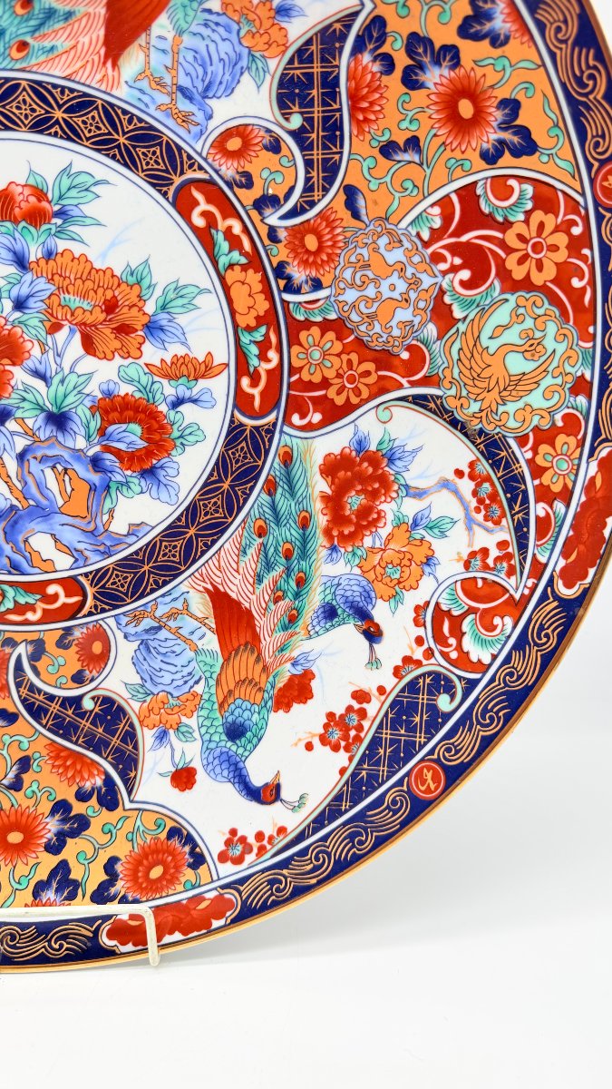 Large Imari Porcelain Charger With Peacocks And Peonies, Japan, Meiji Period -photo-3