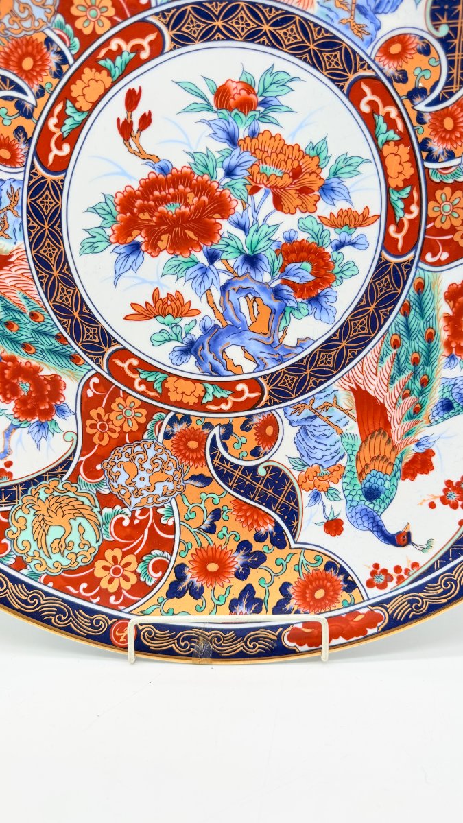Large Imari Porcelain Charger With Peacocks And Peonies, Japan, Meiji Period -photo-4