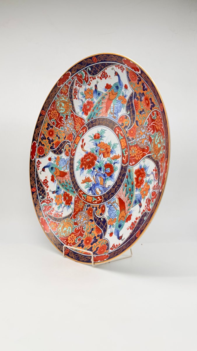 Large Imari Porcelain Charger With Peacocks And Peonies, Japan, Meiji Period -photo-3