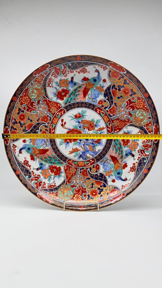 Large Imari Porcelain Charger With Peacocks And Peonies, Japan, Meiji Period -photo-7