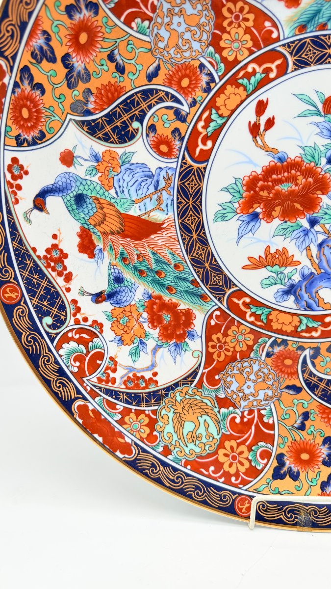 Large Imari Porcelain Charger With Peacocks And Peonies, Japan, Meiji Period -photo-1