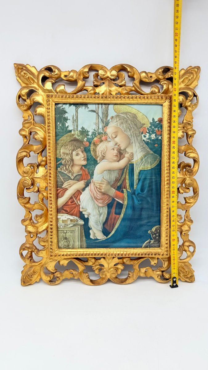 Fra Filippo Lippi (1406-1469) d’après., La Vierge à l'Enfant et un ange, lithographie -photo-3
