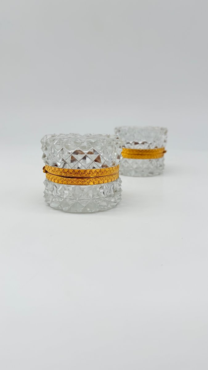  Baccarat, Pair Of Cut Crystal Powder Boxes, Late 19th–early 20th Century -photo-2