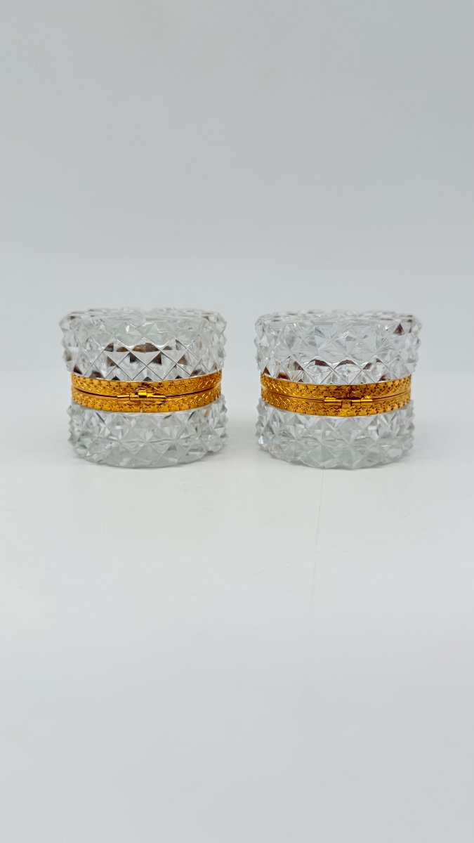  Baccarat, Pair Of Cut Crystal Powder Boxes, Late 19th–early 20th Century -photo-3