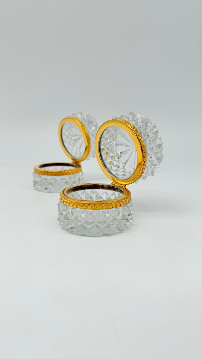 Baccarat, Pair Of Cut Crystal Powder Boxes, Late 19th–early 20th Century -photo-1