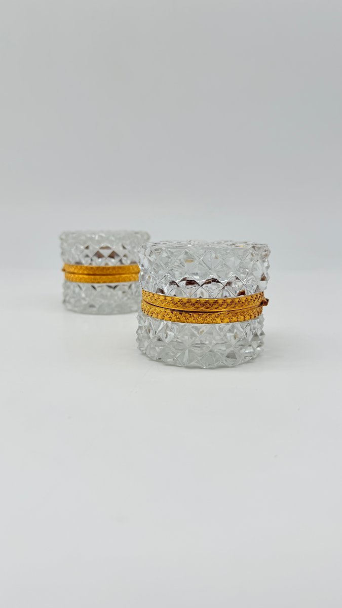  Baccarat, Pair Of Cut Crystal Powder Boxes, Late 19th–early 20th Century 