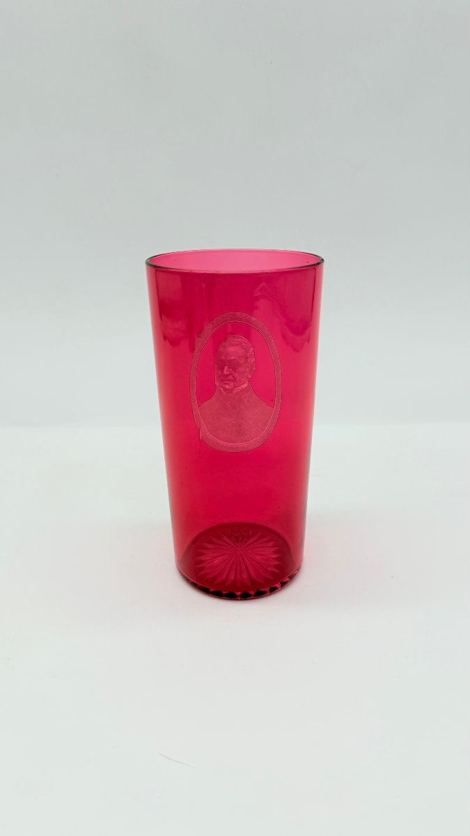 Bohemian Ruby-overlay Engraved Crystal Commemorative Beaker, Biedermeier Period -photo-3