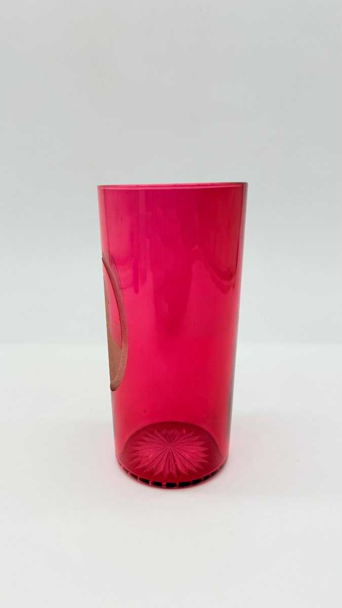 Bohemian Ruby-overlay Engraved Crystal Commemorative Beaker, Biedermeier Period -photo-4