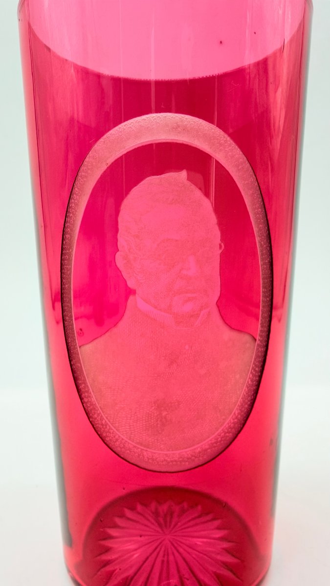 Bohemian Ruby-overlay Engraved Crystal Commemorative Beaker, Biedermeier Period -photo-2