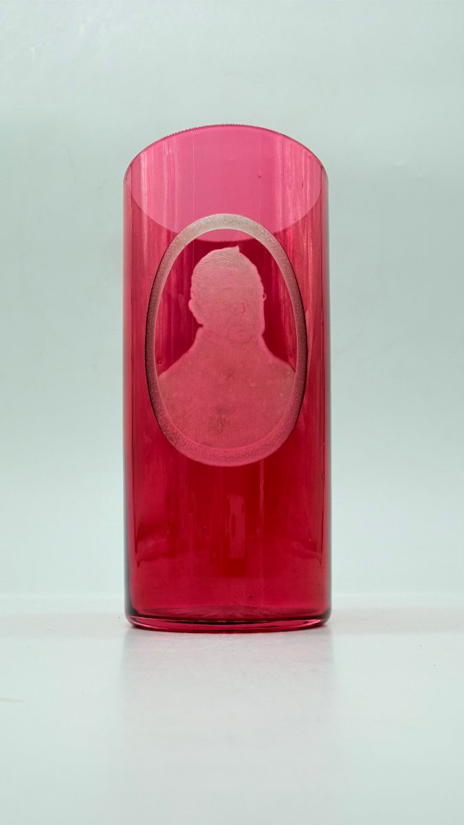 Bohemian Ruby-overlay Engraved Crystal Commemorative Beaker, Biedermeier Period -photo-5