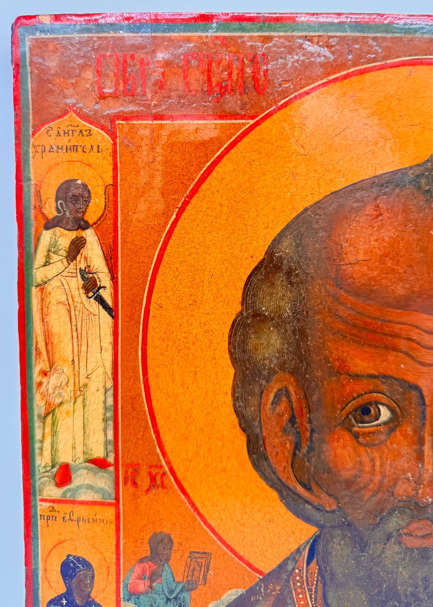Icône de Saint Nicolas le Thaumaturge, tempera et dorure sur panneau, Russie, XIXe siècle-photo-2