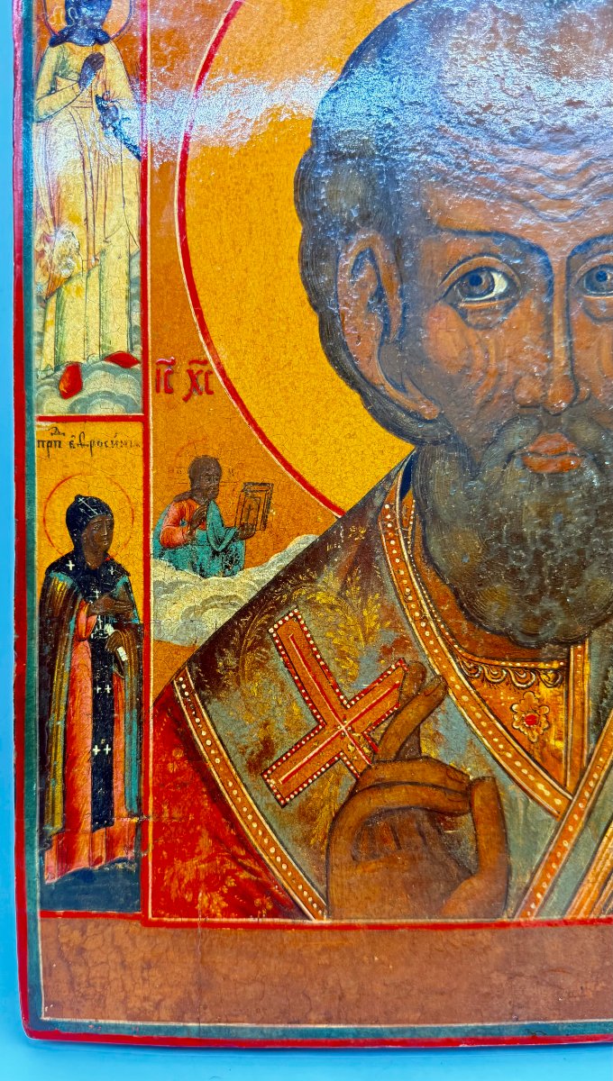 Icône de Saint Nicolas le Thaumaturge, tempera et dorure sur panneau, Russie, XIXe siècle-photo-4