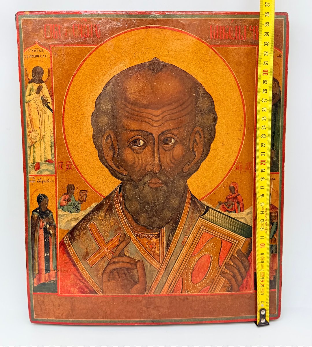 Icône de Saint Nicolas le Thaumaturge, tempera et dorure sur panneau, Russie, XIXe siècle-photo-8