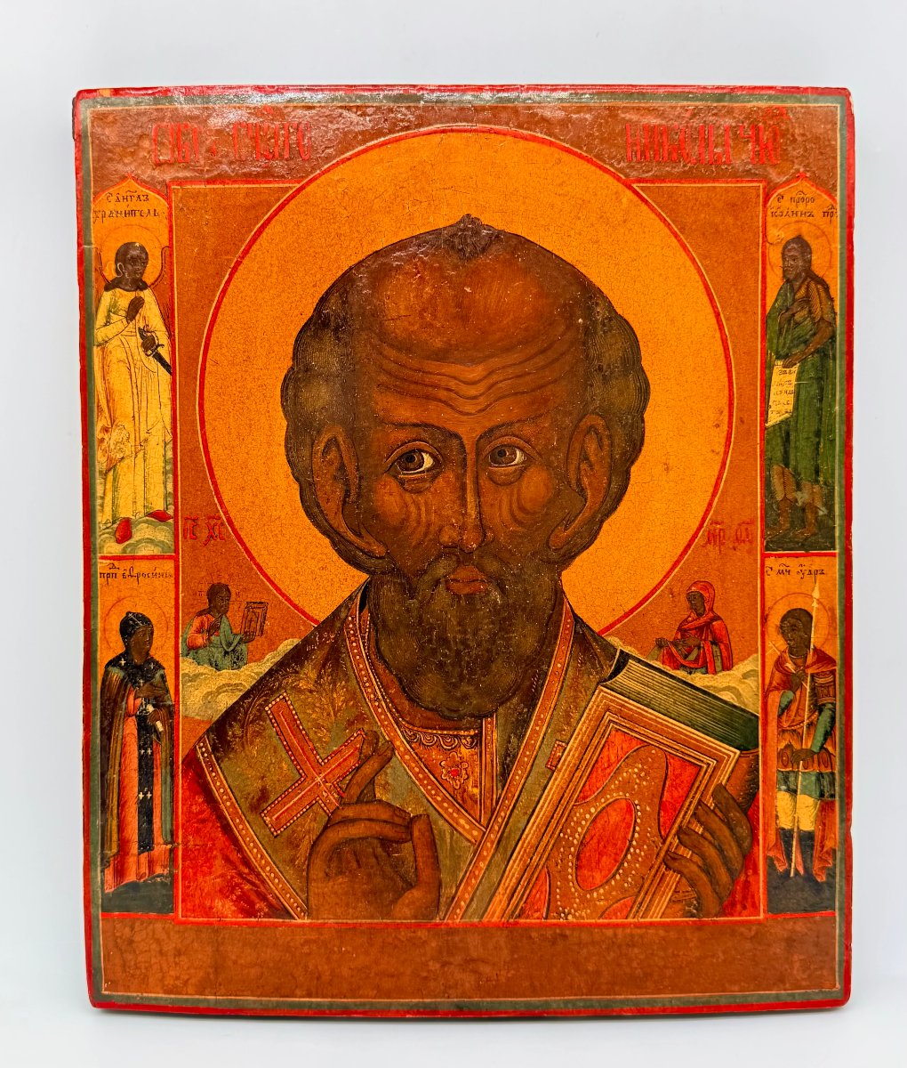 Icône de Saint Nicolas le Thaumaturge, tempera et dorure sur panneau, Russie, XIXe siècle