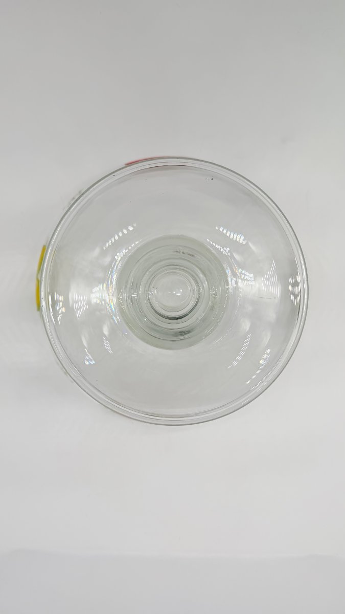 Bohemian Enamelled Glass Footed Bowl With Fruit Decoration, 20th Century-photo-3
