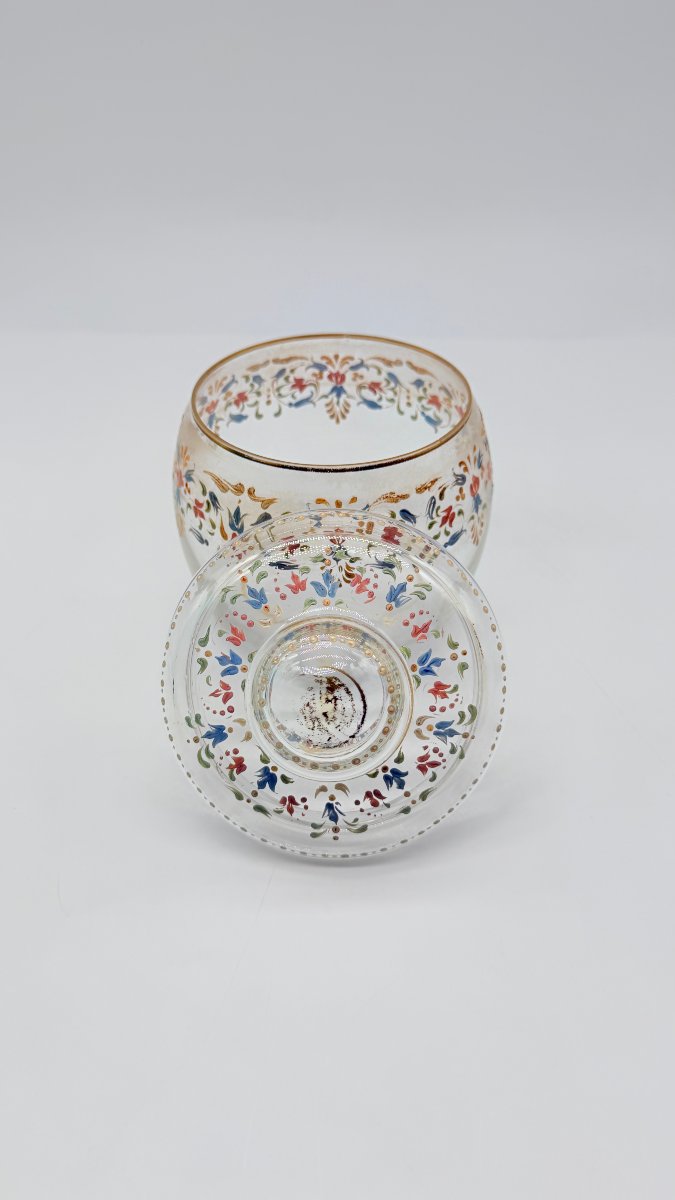 Bonbonnière en verre émaillé polychrome dans le goût ottoman, Bohême, fin du XIXe siècle-photo-3