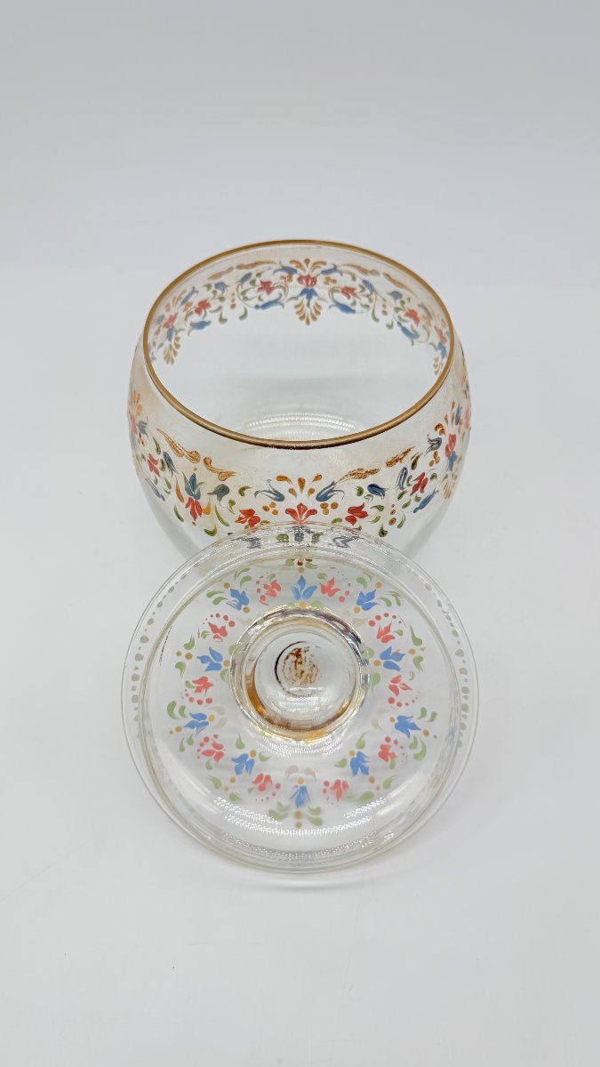Bonbonnière en verre émaillé polychrome dans le goût ottoman, Bohême, fin du XIXe siècle-photo-5