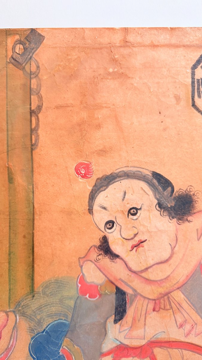 École coréenne, fin XIXe–début XXe siècle — Divinité taoïste au Bagua et lion céleste-photo-3