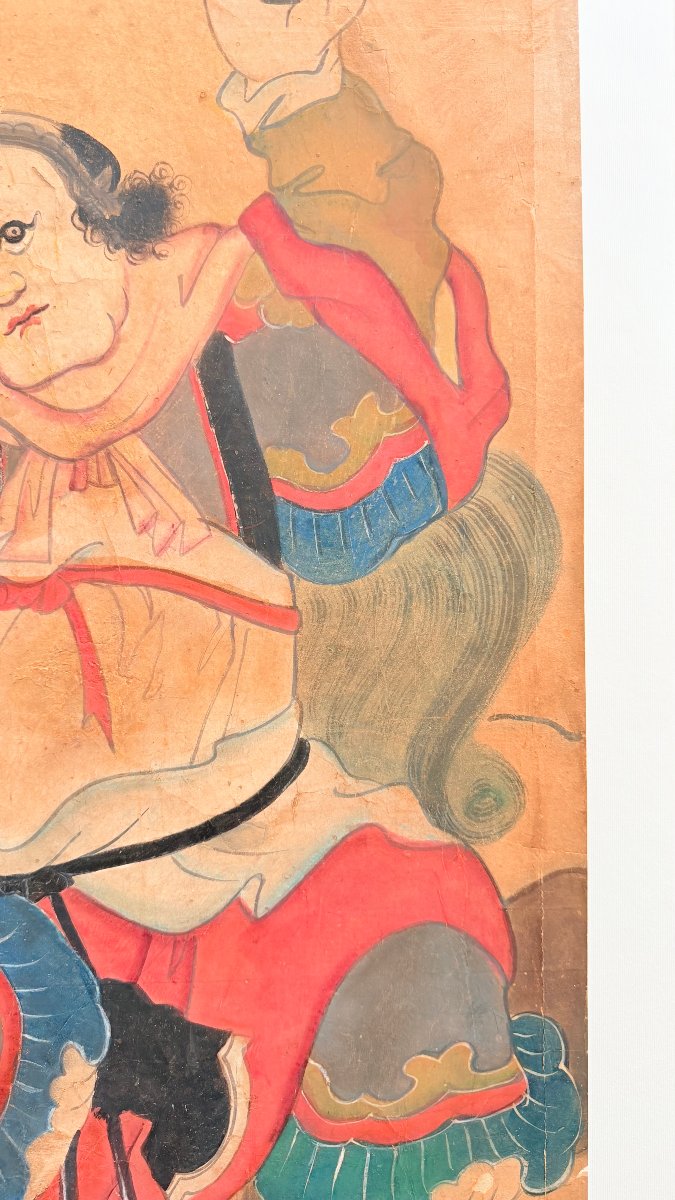 École coréenne, fin XIXe–début XXe siècle — Divinité taoïste au Bagua et lion céleste-photo-1