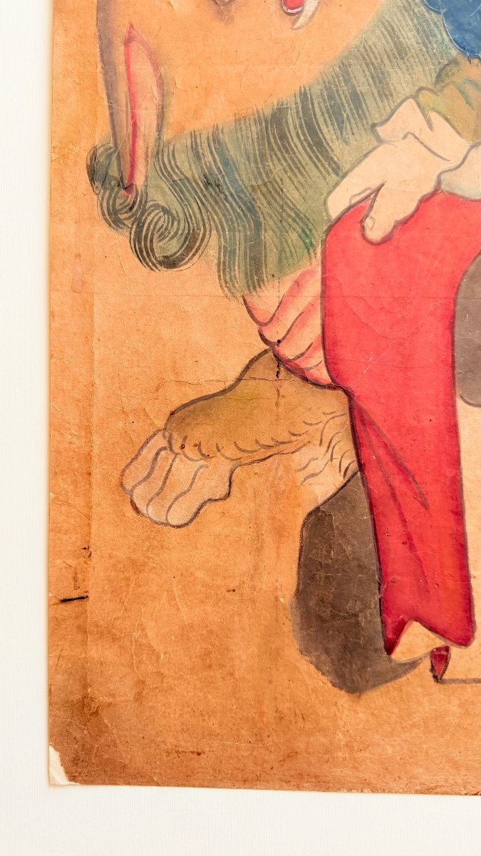 École coréenne, fin XIXe–début XXe siècle — Divinité taoïste au Bagua et lion céleste-photo-2