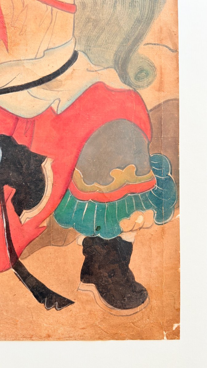 École coréenne, fin XIXe–début XXe siècle — Divinité taoïste au Bagua et lion céleste-photo-4