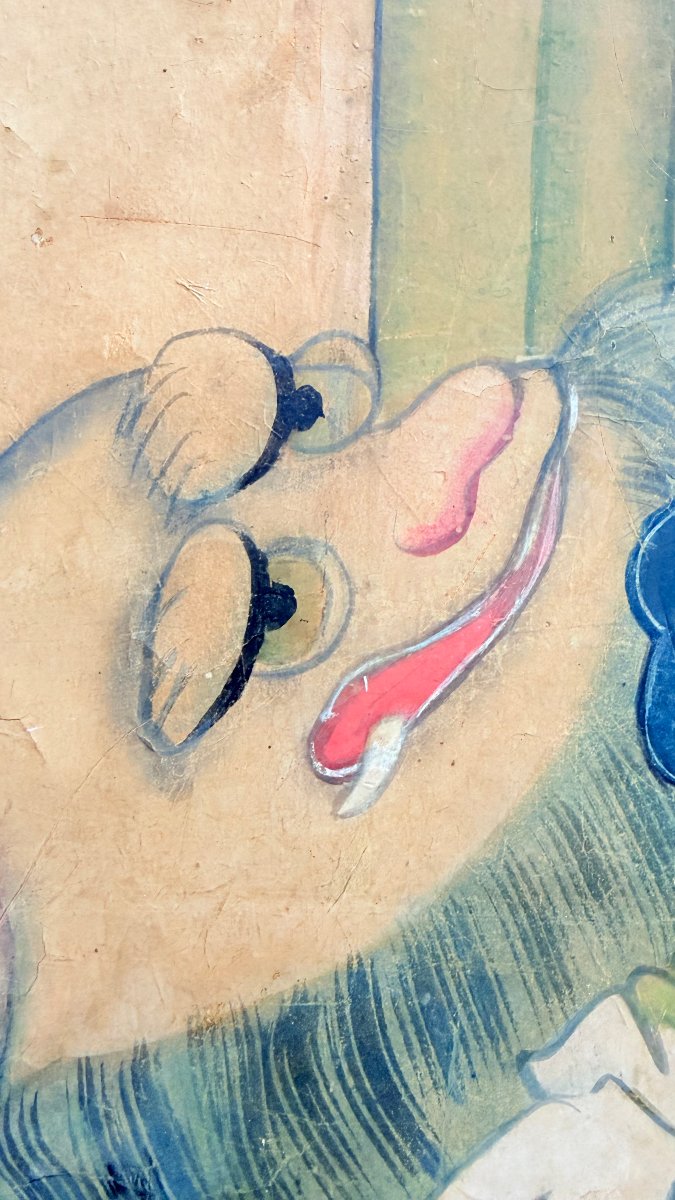 École coréenne, fin XIXe–début XXe siècle — Divinité taoïste au Bagua et lion céleste-photo-5