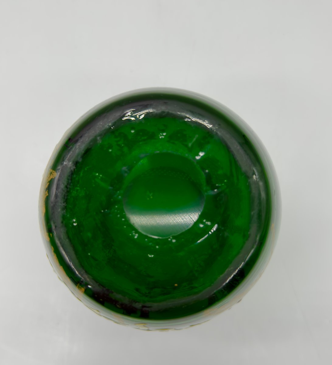Vase émaillé en verre vert Art Nouveau, Legras-Montgeoye-photo-2