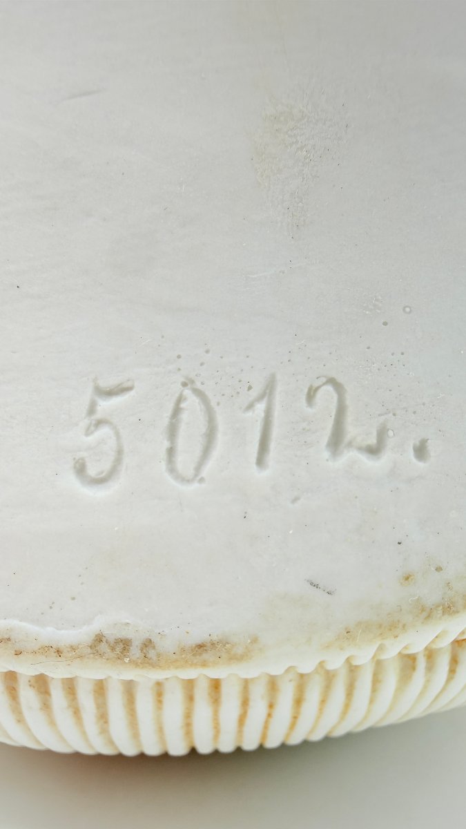 Paire de corbeilles figuratives en porcelaine biscuit, XIXe siècle-photo-6