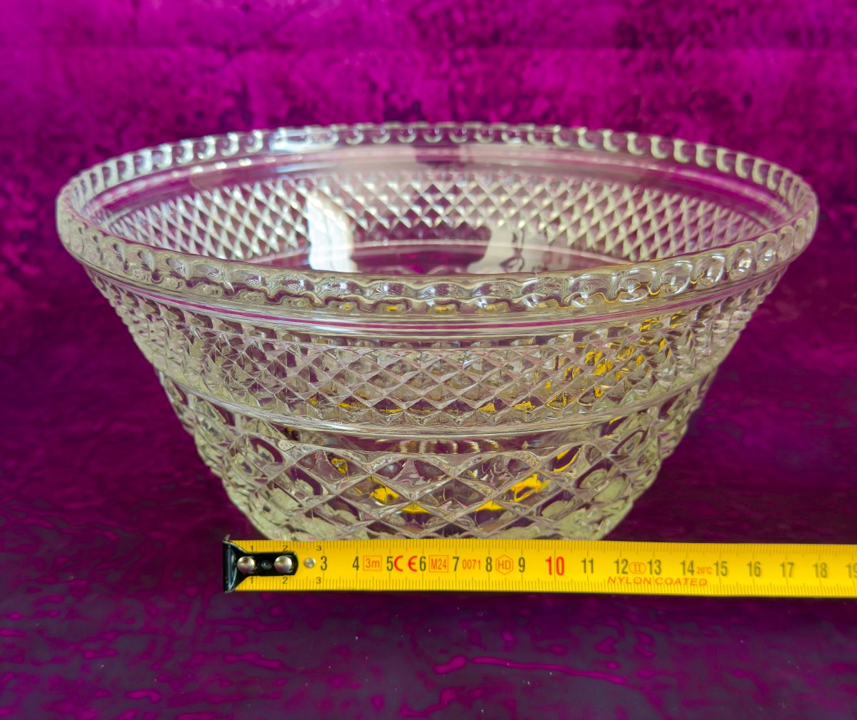 Service à punch en verre moulé européen avec tasses, milieu XXe siècle-photo-3