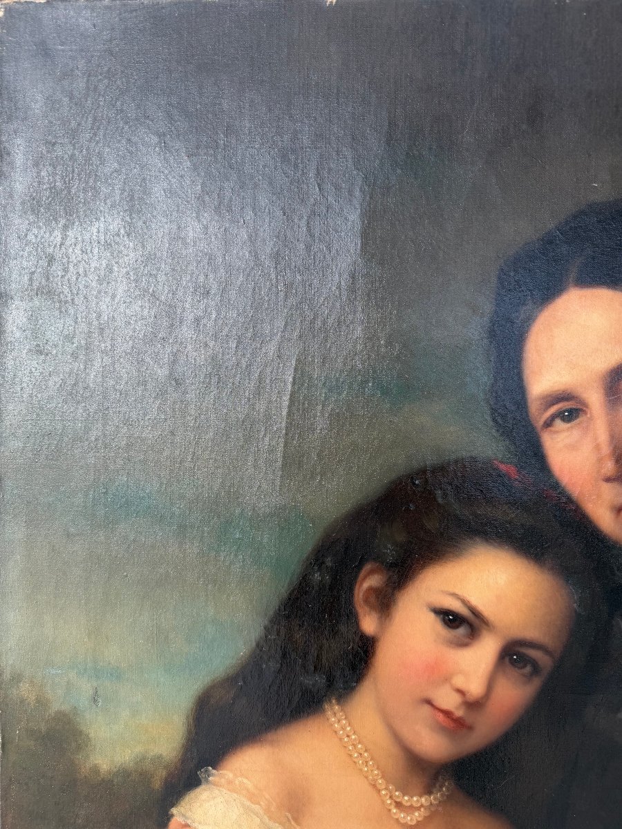 French School, Early 19th Century: Portrait Of Princess Hélène Schakowskoy And Her Daughter-photo-2
