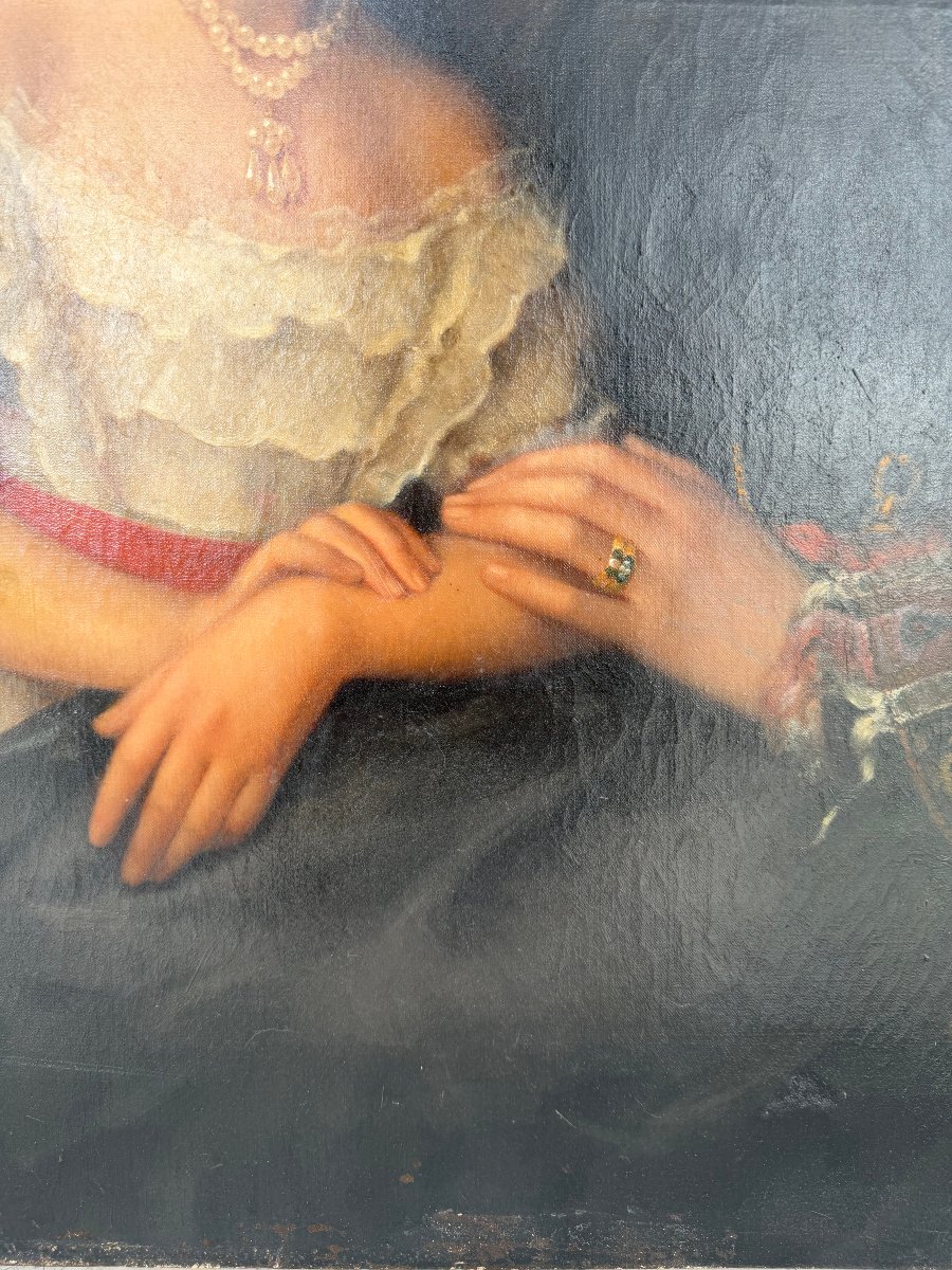 French School, Early 19th Century: Portrait Of Princess Hélène Schakowskoy And Her Daughter-photo-1