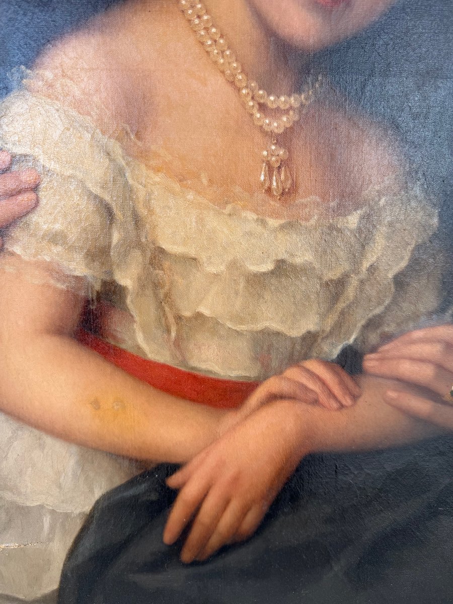 French School, Early 19th Century: Portrait Of Princess Hélène Schakowskoy And Her Daughter-photo-3