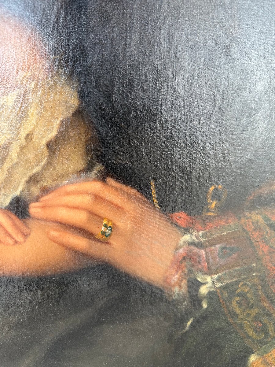 French School, Early 19th Century: Portrait Of Princess Hélène Schakowskoy And Her Daughter-photo-4